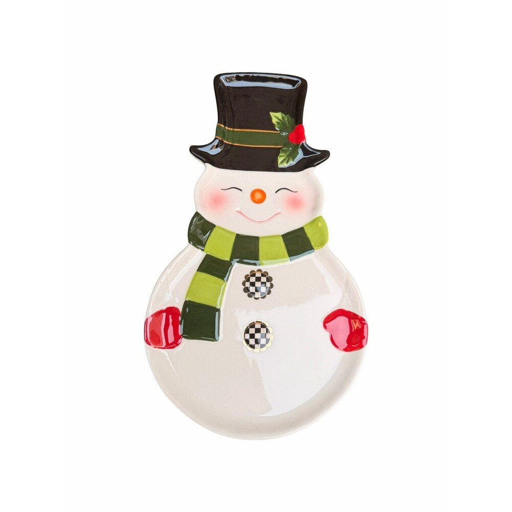 MacKenzie-Childs Cozy Christmas Snowman Cookie Plate